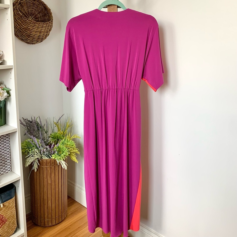 Trina Turk Etta Dress Vivid Viola Bodycon Front Twist Fluttery Dolman sleeves XS - Picture 8 of 16